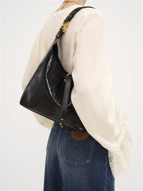 Small Marcie hobo bag in croco